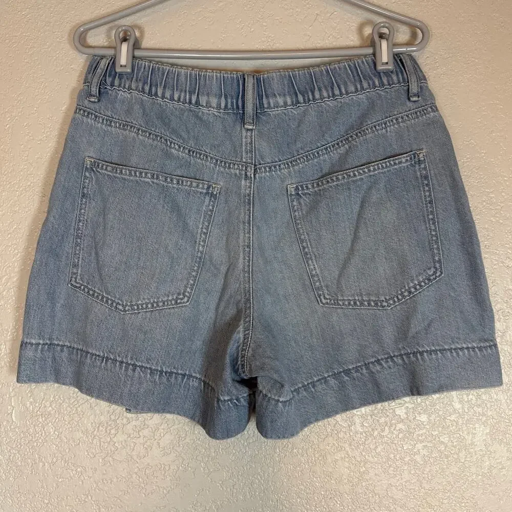Uniqlo Drapey Denim Skort Wrap Skirt Light Blue Jean Cotton Mini Womens Large